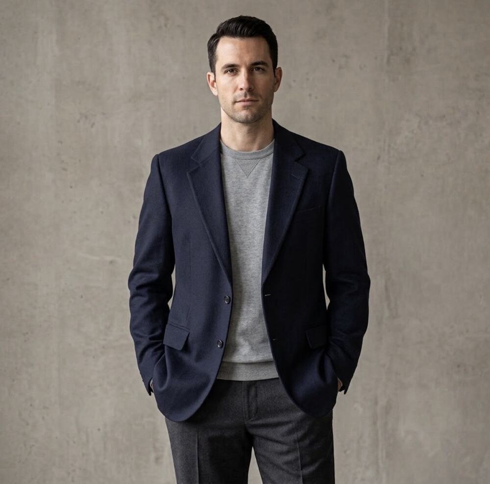 Coppley Midnight Blue Blazer Jacket 100% Cashmere Made Canada Two Button 40S